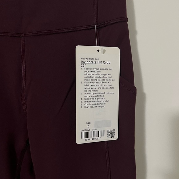 NWT Lululemon Invigorate HR Crop 23” - Size 4 - Picture 3 of 3